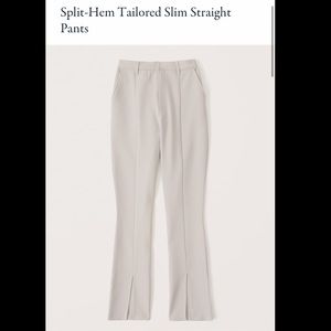 NWT❗️A&F Cream Split-Hem Tailored Slim Straight Pant